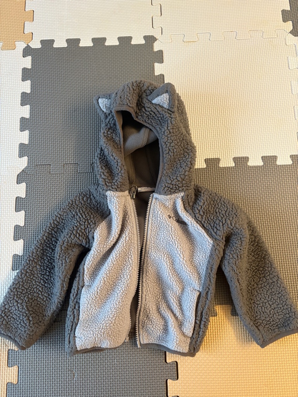 Columbia Kids Gray Sherpa Fleece Jacket with Hood and Ears